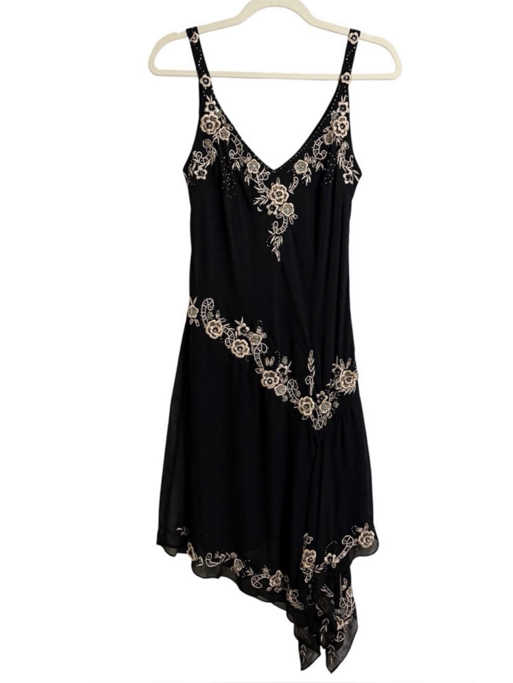 Y2K Fairycore Goth Grunge Embroidered Beaded Slip Dress - R&M Richards Petite